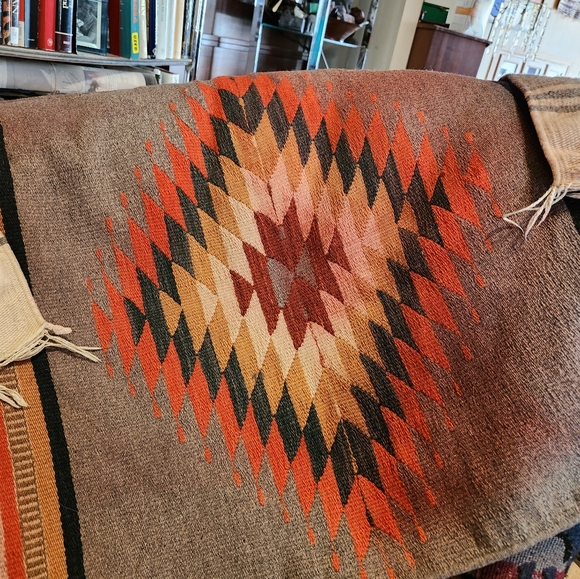 Mexican made Navajo style weaving, 26"x56" gray,was a gift, hand made - Picture 2 of 4